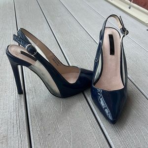 Navy Blue Lost Ink Closed Toes Heels